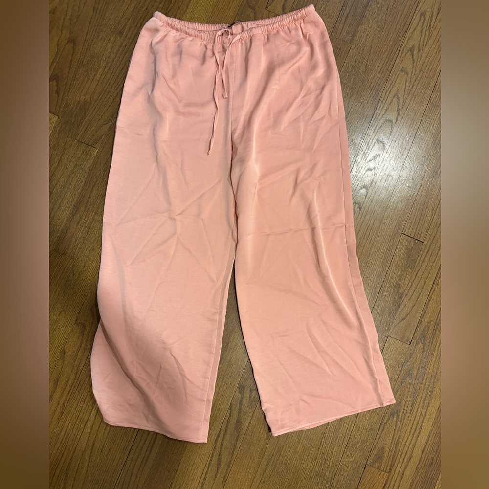 Express Peach Elastic Drawstring Wide-Leg Pants